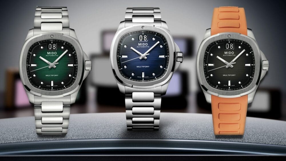 Mido takes it back to the 80s with the Multifort TV Big Date, launching in the Time+Tide shop